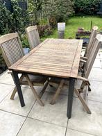 4 Teak houten tuinstoelen, Tuin en Terras, Tuinstoelen, Teakhout, Gebruikt, Ophalen, Verstelbaar