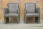 ZGANieuw 2 grijze leren Jori Vinci design fauteuils, Design, Leer, 75 tot 100 cm, Zo goed als nieuw