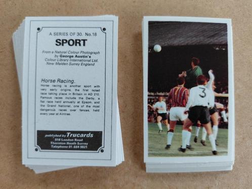 Sport complete set van 30 trade cards Trucards 1970, Verzamelen, Sportartikelen en Voetbal, Gebruikt, Poster, Plaatje of Sticker
