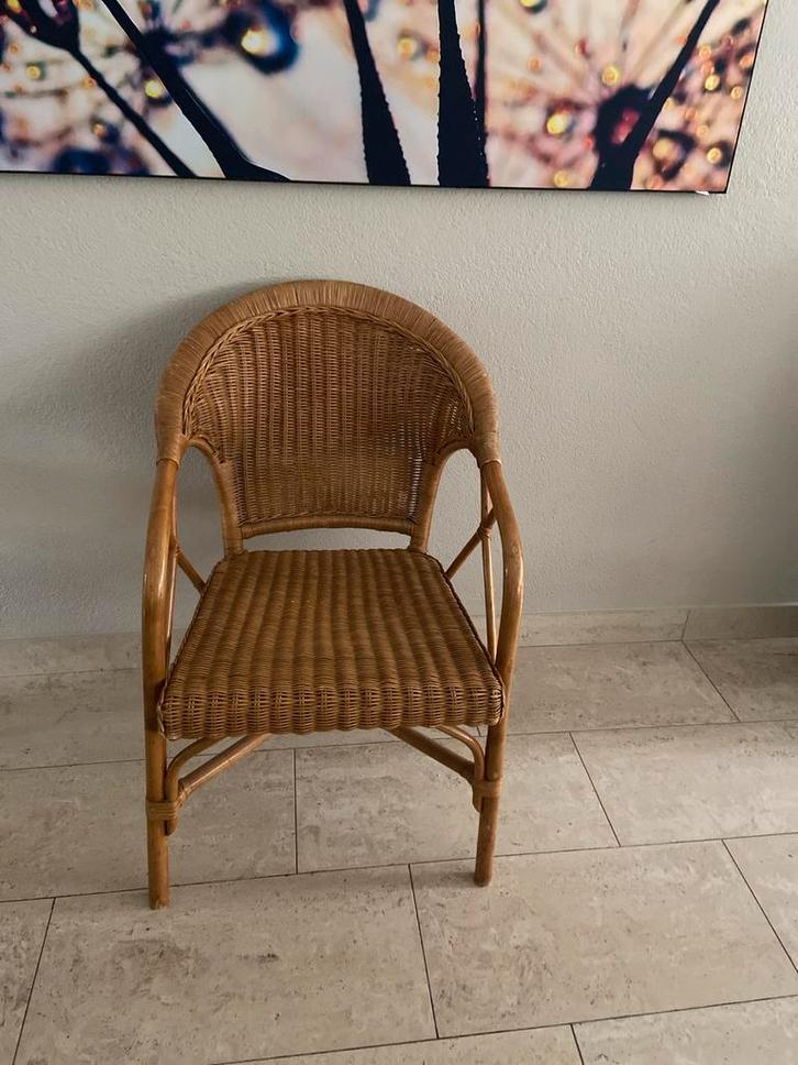 Rotan Stoel 2x, Huis en Inrichting, Stoelen, Zo goed als nieuw, Eén, Riet of Rotan, Bruin, Ophalen of Verzenden