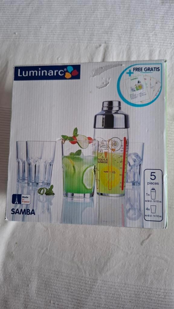 Luminarc Samba Mojito Ds 440 cl New America 158 cl Shaker, Verzamelen, Glas en Borrelglaasjes, Nieuw, Overige typen, Ophalen of Verzenden