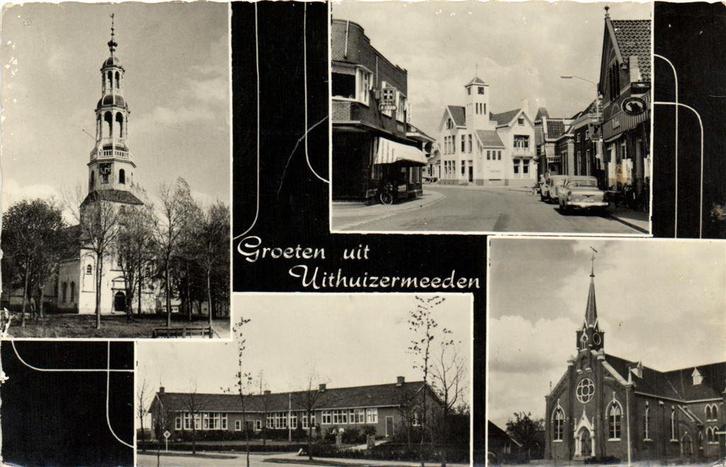 Groeten uit Uithuizermeeden - 4 afb. o.a. kerken - gelopen, Verzamelen, Ansichtkaarten | Nederland, Gelopen, Noord-Brabant, Voor 1920