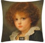 Nieuw kussenhoes prent , kind met krullenbos, Ophalen of Verzenden, Nieuw, Groen, Vierkant