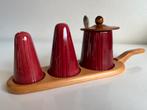 Zweeds Jie Gantofta Peper Zout Mosterd Set Rood Houder 70’s, Antiek en Kunst, Ophalen of Verzenden