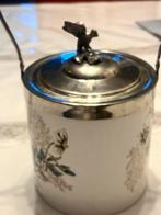 Porseleinen pot met verchroomde deksel, Ophalen of Verzenden