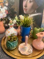 Gekleurde bloempotjes en vaasjes zomer tip vanaf 3.50, Ophalen of Verzenden, Overige kleuren, Glas, Minder dan 50 cm