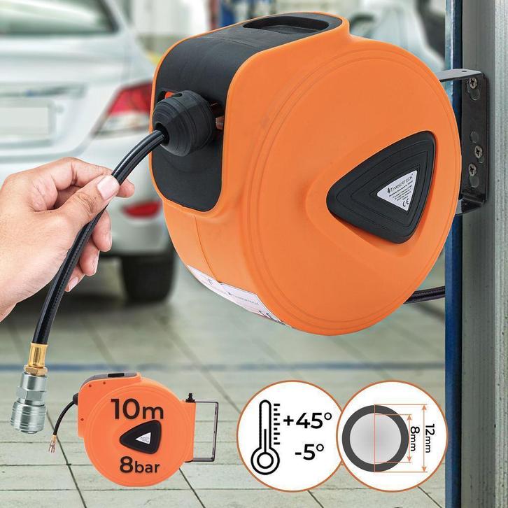 Luchtslang haspel 1/4 luchtslanghaspel 8 bar automatisch 10m, Auto diversen, Overige Auto diversen, Ophalen of Verzenden