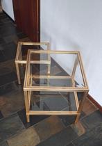 Set van 2 vintage bijzettafels – Pierre Vandel Paris, Minder dan 55 cm, Gebruikt, Vierkant, Ophalen