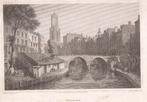 Gezicht op de Oudegracht te Utrecht Staalgravure E. Finden, Antiek en Kunst, Ophalen of Verzenden