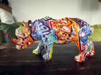 beeld neushoorn, pop art of hydro dip, graffiti stijl, Ophalen of Verzenden, Nieuw, Dier