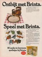 Retro reclame 1972 Brinta pap dierenkaartjes spelletjes, Verzenden, Overige typen