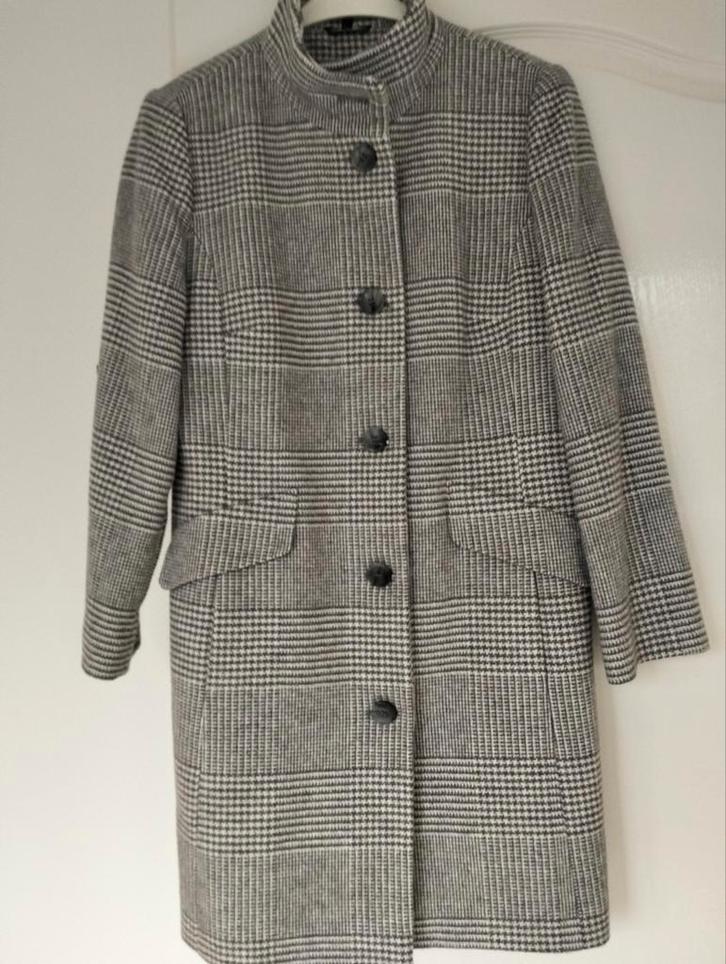 Barbara Lebek wollen mantel - Ruitpatroon beige grijs zgan, Kleding | Dames, Jassen | Zomer, Zo goed als nieuw, Maat 38/40 (M)