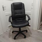 (Echt leer) bureaustoel - verstelbaar & met armleuningen, Huis en Inrichting, Bureaustoelen, Ophalen, Gebruikt, Zwart