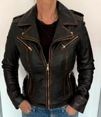 Leren dames jasje - kleur Zwart met cognac randje, Kleding | Dames, Zwart, Ophalen of Verzenden, Zo goed als nieuw, Jasje