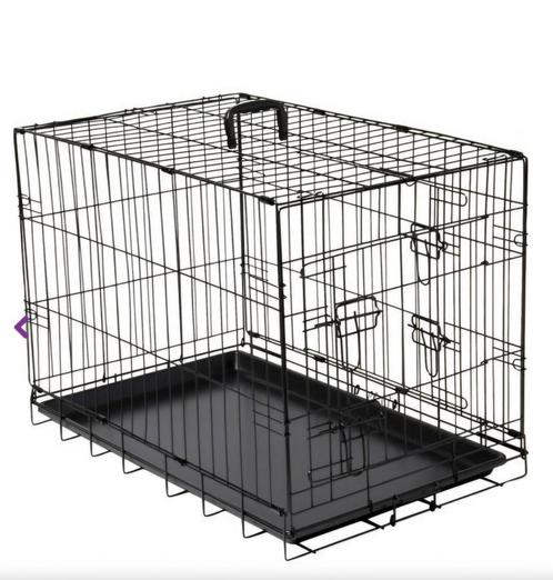 Hondenbench, zwart metaal, 2 deuren, Dieren en Toebehoren, Hondenhokken, Zo goed als nieuw, Hondenkennel, 65 tot 100 cm, 75 tot 110 cm