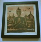 Boeddha Ciptoning Batik Kunst in Zwarte Lijst Zeefdruk, Ophalen of Verzenden
