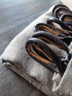 Pure linnen gordijn met leren lussen, 200 cm of meer, Nieuw, Ophalen of Verzenden, 100 tot 150 cm