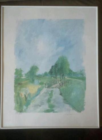 zeefdruk Diederik van Leeuwen ingelijst gen en gesign. beschikbaar voor biedingen