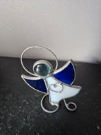 Glas engeltje blauw wit beeldje lood decoratie Kerstmis, Ophalen of Verzenden