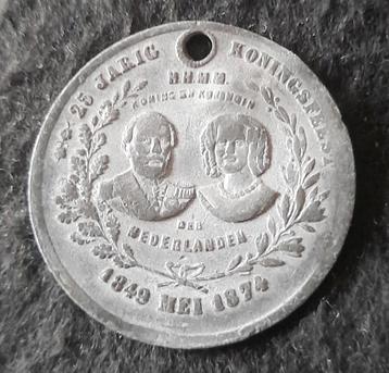 penning 25 jaar kroningsfeest Willem III en Sophie 1849-1874 beschikbaar voor biedingen