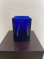 Postmodern Cube Vaas Indigo Kobaltblauw 1980s, Gebruikt, Blauw, Ophalen of Verzenden, Glas