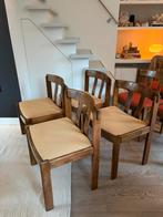 Vintage Pander Mid Century eetkamerstoelen / 4x geel 4x rood, Huis en Inrichting, Stoelen, Gebruikt, Overige kleuren, Ophalen of Verzenden