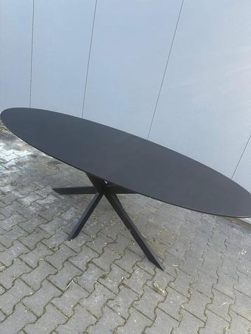 Zwarte ovale eettafel 210 x 100 cm beschikbaar voor biedingen