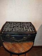 Mooi oud brocante koffer zwart met tekst, Ophalen of Verzenden