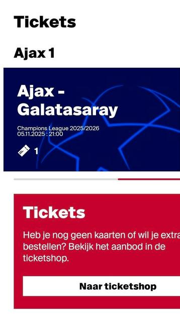 Ajax-Galatasaray - 1x F-Side kaart (advertentie goed lezen!) beschikbaar voor biedingen
