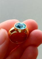 Ring met blauwe steen, Sieraden, Tassen en Uiterlijk, Ringen, Overige materialen, Gebruikt, Ophalen of Verzenden, 17 tot 18