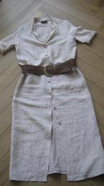vintage lange linnen jurk safari stijl, maat 38, Kleding | Dames, Maat 38/40 (M), Beige, Ophalen of Verzenden, Zo goed als nieuw