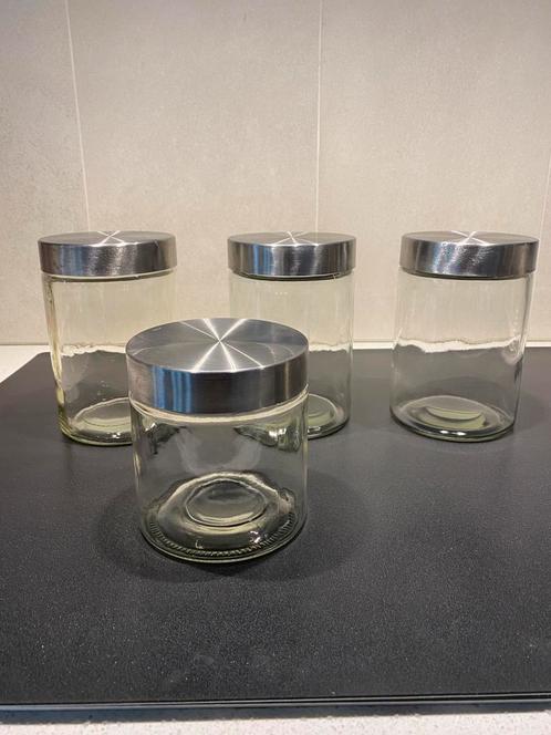 Set van 4 voorraadpotten met draai deksels samen €5,50, Huis en Inrichting, Keuken | Potten en Pannen, Gebruikt, Pot, Bus of Blik