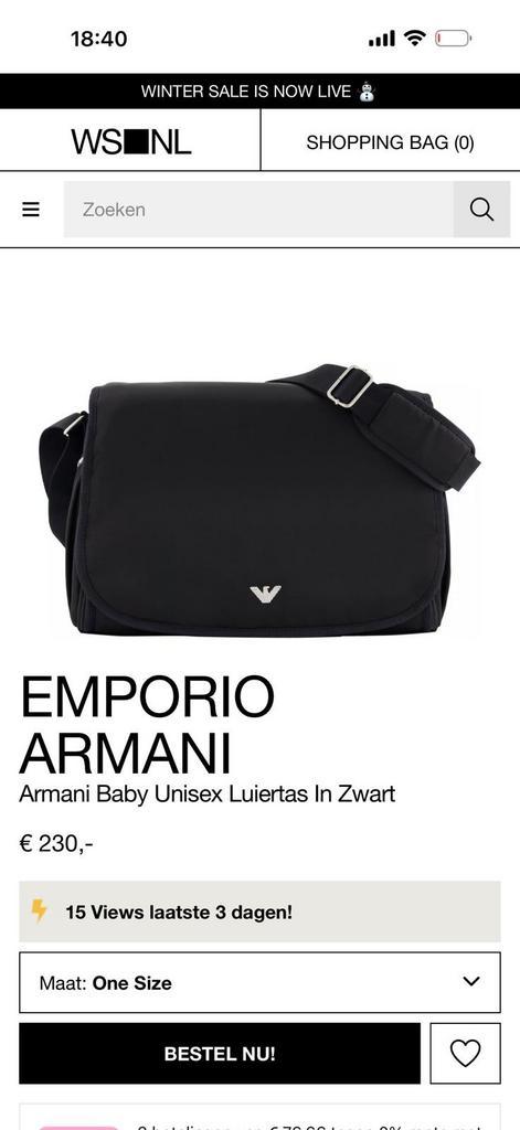 Emporio Armani Luiertas - Stijlvol en praktisch!, Kinderen en Baby's, Luiertassen, Zo goed als nieuw, Schoudertas, Ophalen of Verzenden
