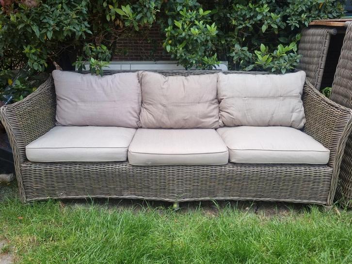 Ibiza style Wicker loungeset 3zits/2zits/2stoelen/2hockers, Tuin en Terras, Tuinbanken, Gebruikt, Wicker, Ophalen