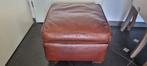 Vintage lederen ottoman hockers poef, 50 tot 75 cm, Leer, Ophalen of Verzenden, Zo goed als nieuw