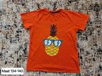 Oranje T-shirt met Ananas Maat 134-140, Jongen of Meisje, Ophalen of Verzenden, Zo goed als nieuw, Shirt of Longsleeve