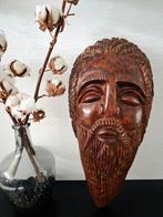 Handgesneden houten wandmasker – 46 cm groot vintage decor, Antiek en Kunst, Ophalen