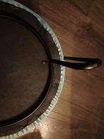 Bijzettafel/krukje/poef Intratuin blauw fluweel+ ijzer poot, Huis en Inrichting, Minder dan 55 cm, Rond, Zo goed als nieuw, Ophalen