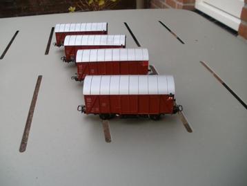 4x Marklin Ho goederenwagon no 4506+sluitverichting+ovp. beschikbaar voor biedingen