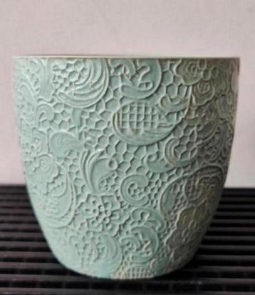 PTMD mintgroene keramieken bloempot, 11 cm hoog, dm 11 cm beschikbaar voor biedingen