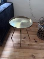 Goudkleurige bijzettafel, Ophalen of Verzenden, Rond, Metaal, Minder dan 50 cm