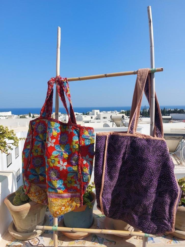 Vintage kantha shoppers uit India, Sieraden, Tassen en Uiterlijk, Tassen | Schoudertassen, Nieuw, Overige merken, Overige kleuren