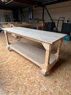 Tka verrijdbare stabiele werktafel, massief hout, 4 wielen, Ophalen, Zo goed als nieuw, 170 cm of meer