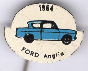 1964 FORD Anglia blauw op blik auto speldje ( B_105 ) beschikbaar voor biedingen