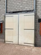 2x Grote zware dubbeldeur 299x298cm met stalen kozijn, Doe-het-zelf en Verbouw, Ophalen, Gebruikt, Garagedeur, Hout