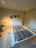 Complete Ikea set: bed, bureau, kastjes – wit, Huis en Inrichting, Ophalen, Zo goed als nieuw, Tweepersoons, Modern