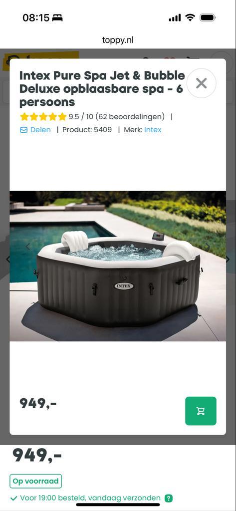 Intex Pure Spa Jet & Bubble Deluxe - 6 persoons, Tuin en Terras, Bubbelbaden en Hottubs, Zo goed als nieuw, Opblaasbaar, Afdekzeil
