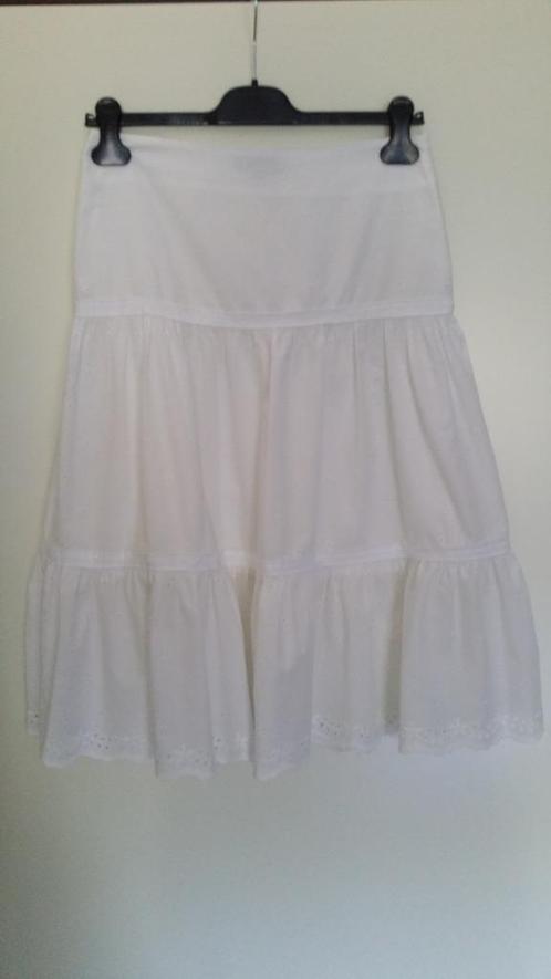 Scapa rok wit met stroken broderie     ALS NIEUW, Kleding | Dames, Rokken, Zo goed als nieuw, Maat 36 (S), Wit, Onder de knie
