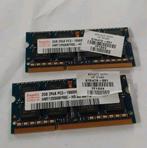 Set van twee HYNIX/HP 2GB  PC3 Laptop geheugenmodules, Computers en Software, RAM geheugen, Gebruikt, DDR3, Ophalen of Verzenden