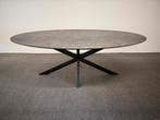 Ovale eettafel HPL beton print 220x105, Huis en Inrichting, Tafels | Eettafels, 100 tot 150 cm, 200 cm of meer, Ophalen of Verzenden